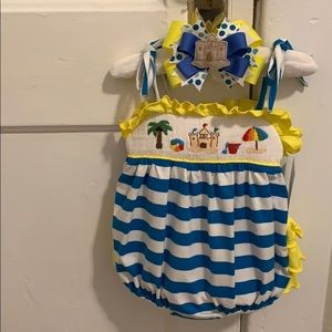 9M NWT Baby Beach Bubble Suit w/ Matching Bow